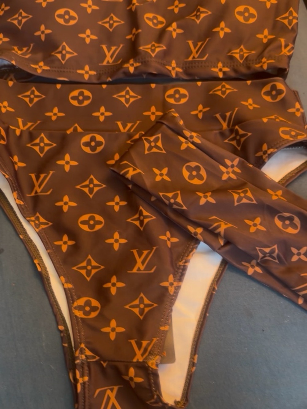 Brown & Orange Monogram Swim Set